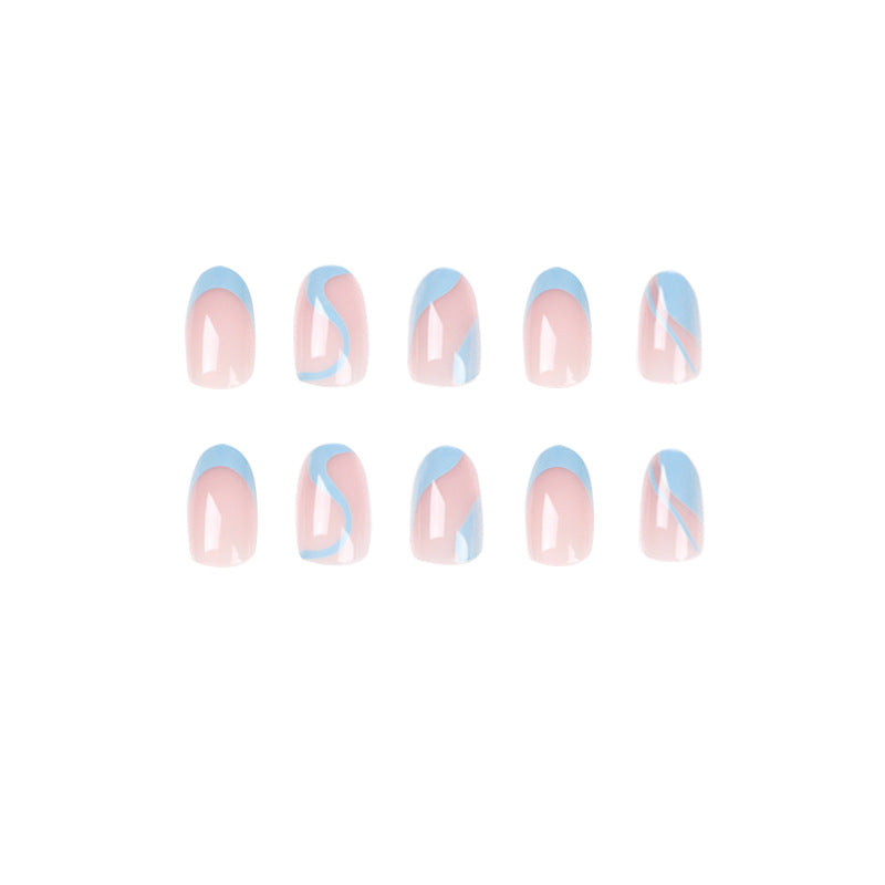 24 Pcs/Box Wholesale Custom Wave Easy Apply Oem False Nails Almond Short Press On Nails Vendor