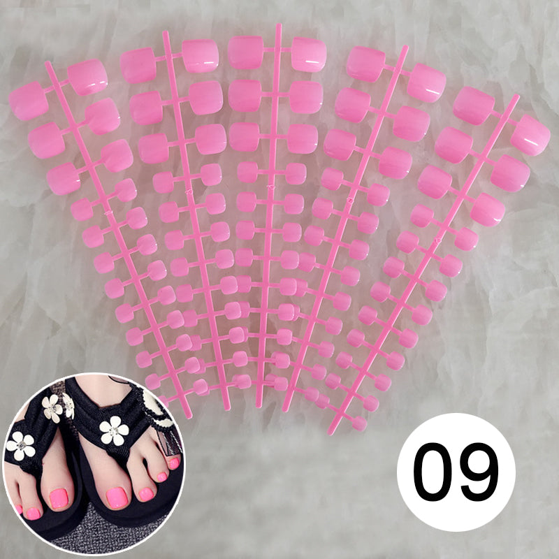 5 Sets Full Cover short false toenails nails Mixed 5 Colors press on foot french Foot False Nail Art Salon Supplies Wholesale 7