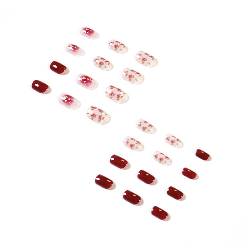 Bulk red press on nails kits private labels short polished gel false nail for wedding