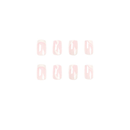 High Quality Artificial Fingernails Oem Wholesale Fake Nail Short Square French Wave Gel Press On Nail