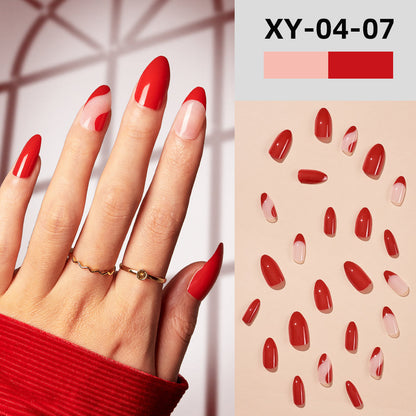 Reusable Private Label Fake Nails Tips Short Almond Designer Christmas Acrylic Press On Nails Vendor Wholesale XY-13-04