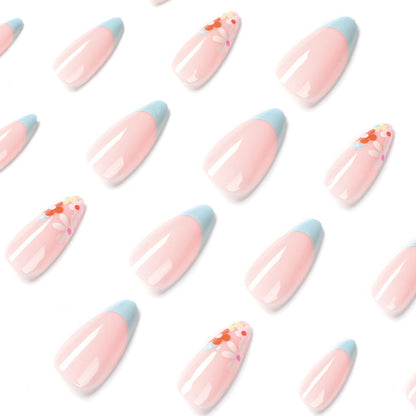 China Wholesale French Mixed Full Cover Almond Fake Nails Art Short Tips Acrylic Press On Nails