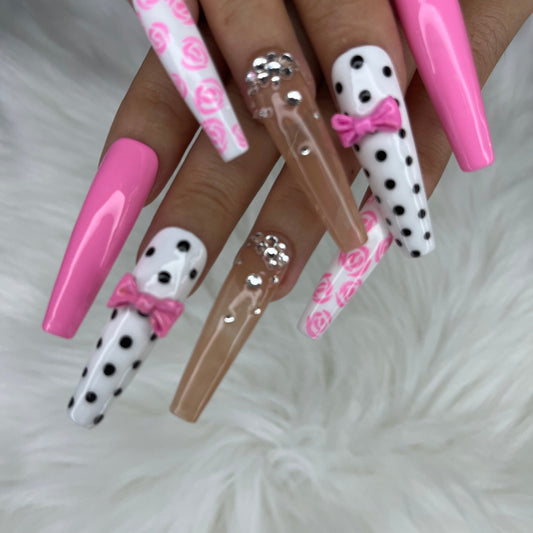 New Designer Handmade Custom Nails Acrylic Press On Nails With Rhinestones Artificial Fingernails Bling Out Nails 42