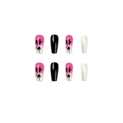 24 Pcs/box Wholesale False Nail Art Short Fake Nails Coffin Ombre Full Cover Artificial Fingernails Press On Nails