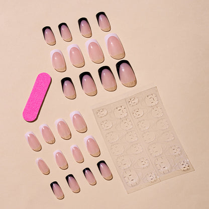 New Short Natural Press On Nails Short Square French Full Covering Acrylic Pink Nails Beauty Press On Nails For Women