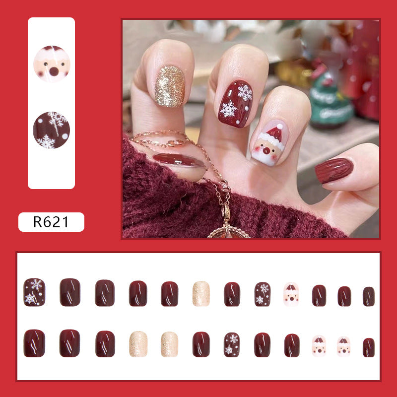 Christmas Designed Press On Nails Wholesale Short Long Coffin Square Xmas Nail Art Decoration Ballerina False Nail Tips R621