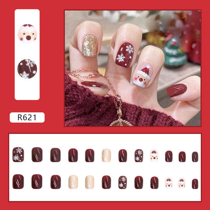 Christmas Designed Press On Nails Wholesale Short Long Coffin Square Xmas Nail Art Decoration Ballerina False Nail Tips R621