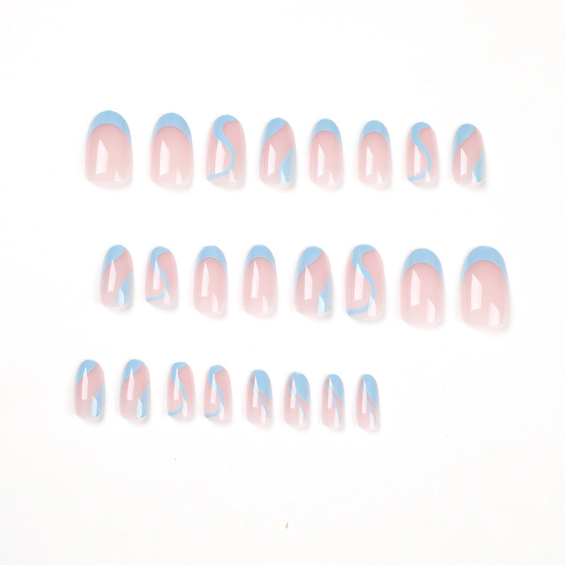 24 Pcs/Box Wholesale Custom Wave Easy Apply Oem False Nails Almond Short Press On Nails Vendor