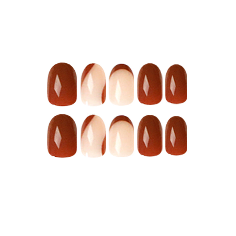 unique style fashion oval solid colors different shapes short coffen press on nails