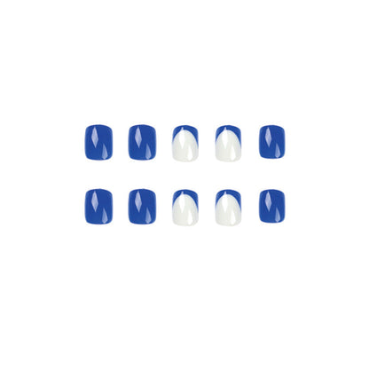 Personalized Wholesale Artificial Fingernails OEM/ODM High Quality Blue French False Nails Short Press On Nails