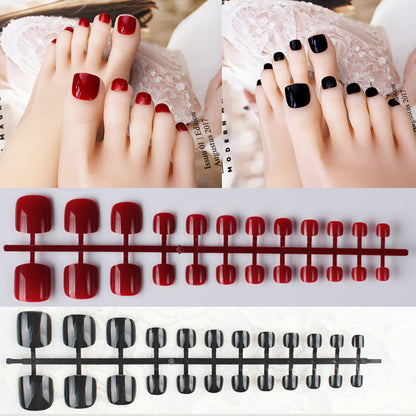 5 Sets Full Cover short false toenails nails Mixed 5 Colors press on foot french Foot False Nail Art Salon Supplies Wholesale