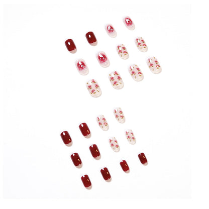 Bulk red press on nails kits private labels short polished gel false nail for wedding