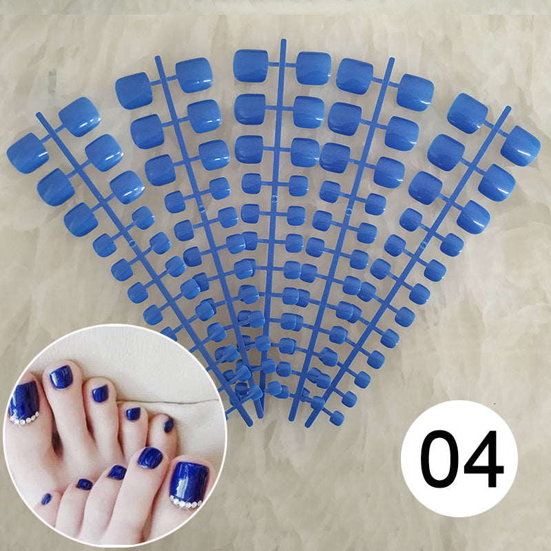 5 Sets Full Cover short false toenails nails Mixed 5 Colors press on foot french Foot False Nail Art Salon Supplies Wholesale 6