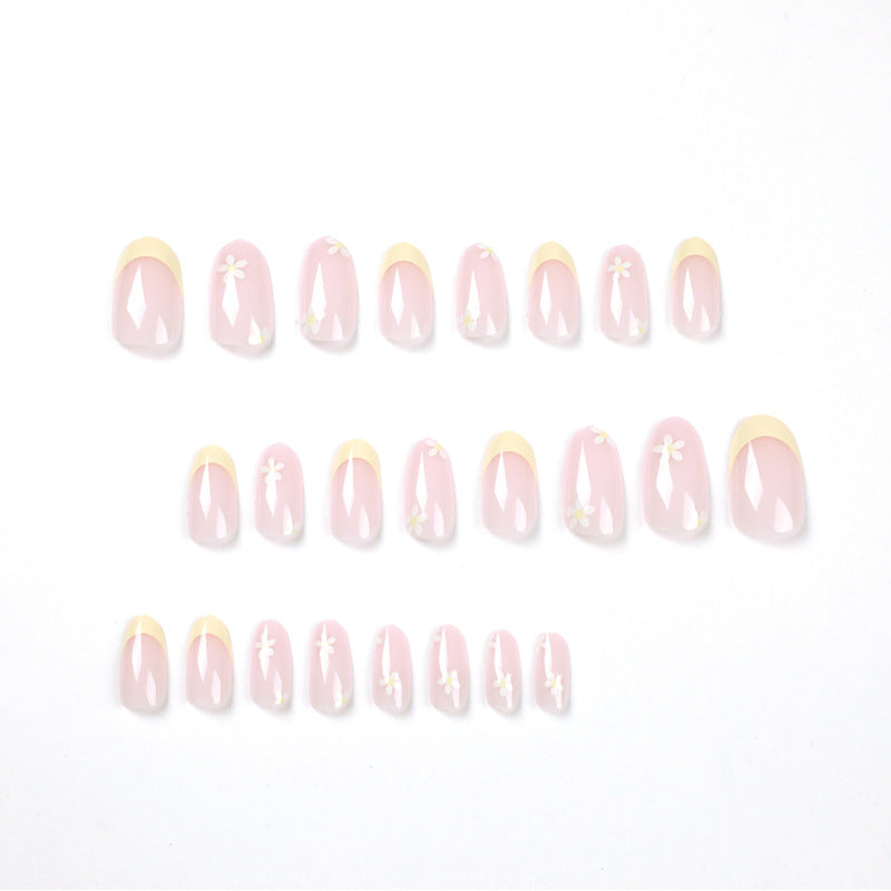 Custom Private Label 24 PCS Fast Fake Nail Press On Short French Almond Press On Nails Wholesale Artificial Fingernails