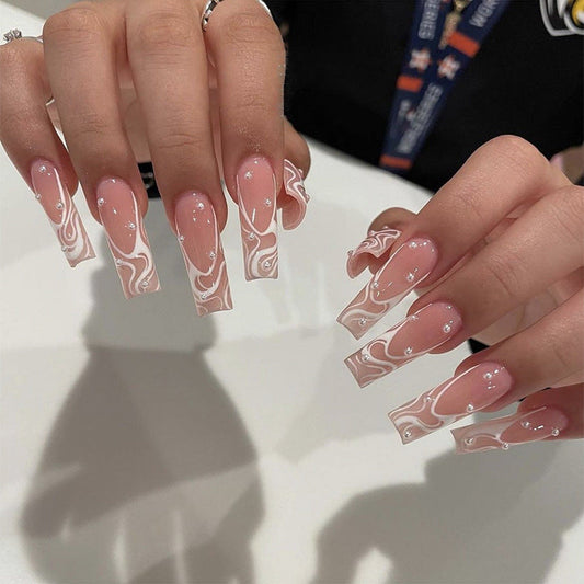 Whispering Waves Transparent Coffin Nails