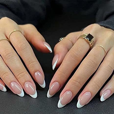 Classic Chic French Ombré Almond Nails