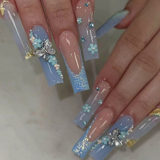 Enchanted Spring Blossom Coffin Nails