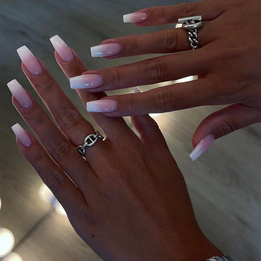 Classic Ombre French Tip Coffin Nails