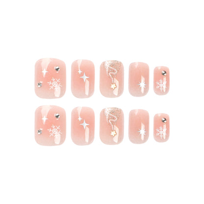 Peachy Christmas| Short Squoval Manicure | Press On Nails N482