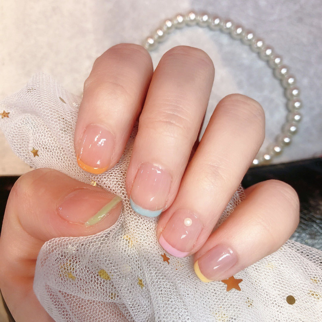 Pastel Palette Glam | Short Squoval Manicure | Press On Nails N588