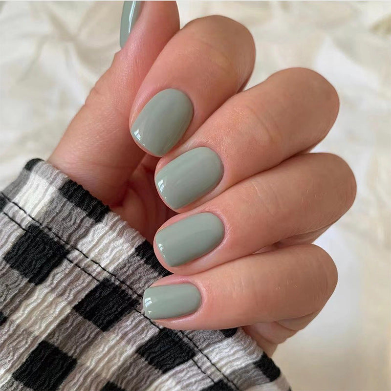 Vivid Solid Color | Short Squoval Manicure | Press On Nails N514 Retro Cyan