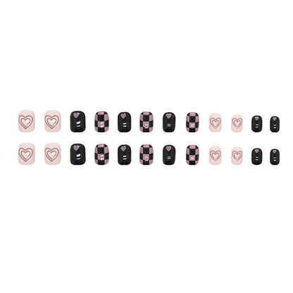 BlackPink Heart Y2K| Short Squoval Manicure | Press On Nail