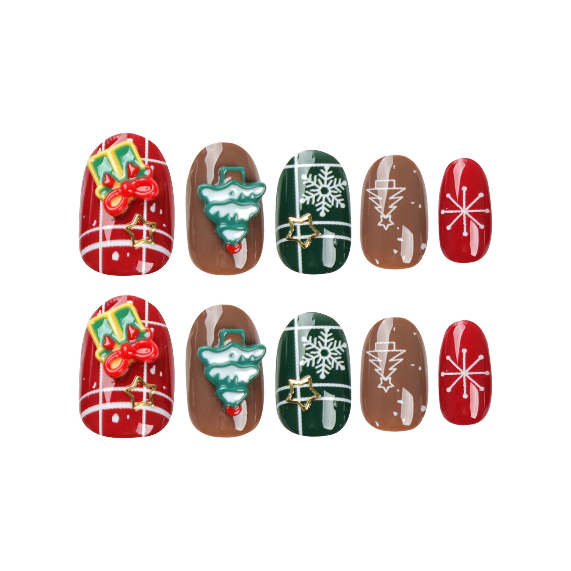 Holly Jolly Evergreen| Short Squoval Manicure | Press On Nails N399