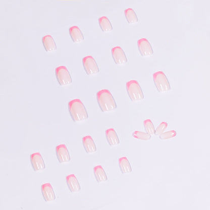 Dolce Pink French| Short Squoval Manicure | Press On Nails N381