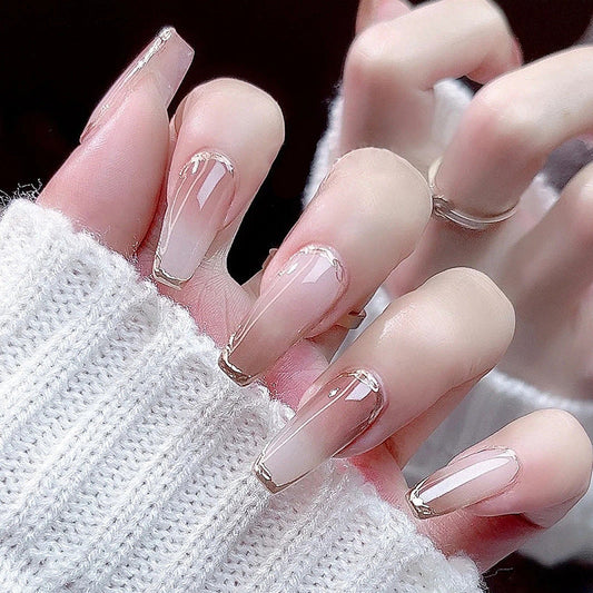 Caramel Latte Ombre | Long Coffin Manicure | Press on Nail