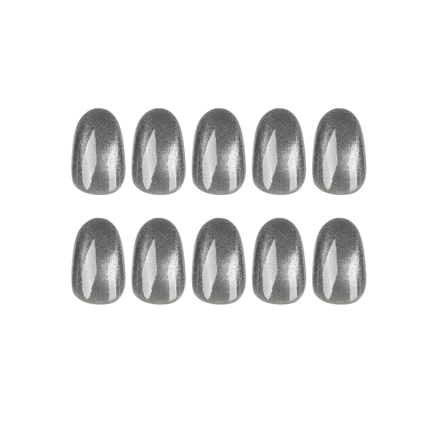 Silver Cat eye| Short Squoval Manicure | Press On Nails N371