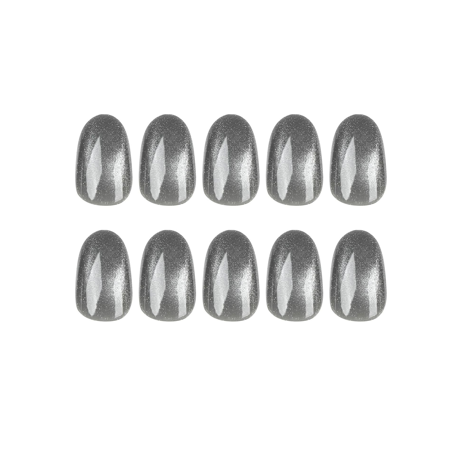 Silver Cat eye| Short Squoval Manicure | Press On Nails N371