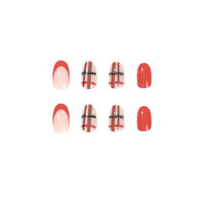 Christmas Plaid Radiance | Short Almond Manicure | Press On Nails N497