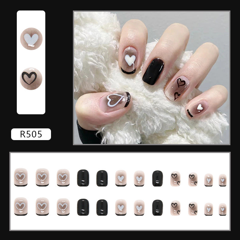 Black Heart| Short Squoval Manicure | Press On Nail