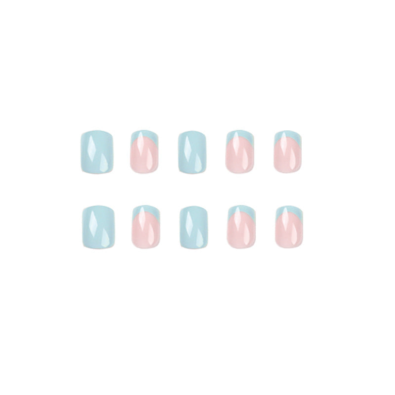 Minty Blue | Short Squoval Manicure | Press On Nails N582