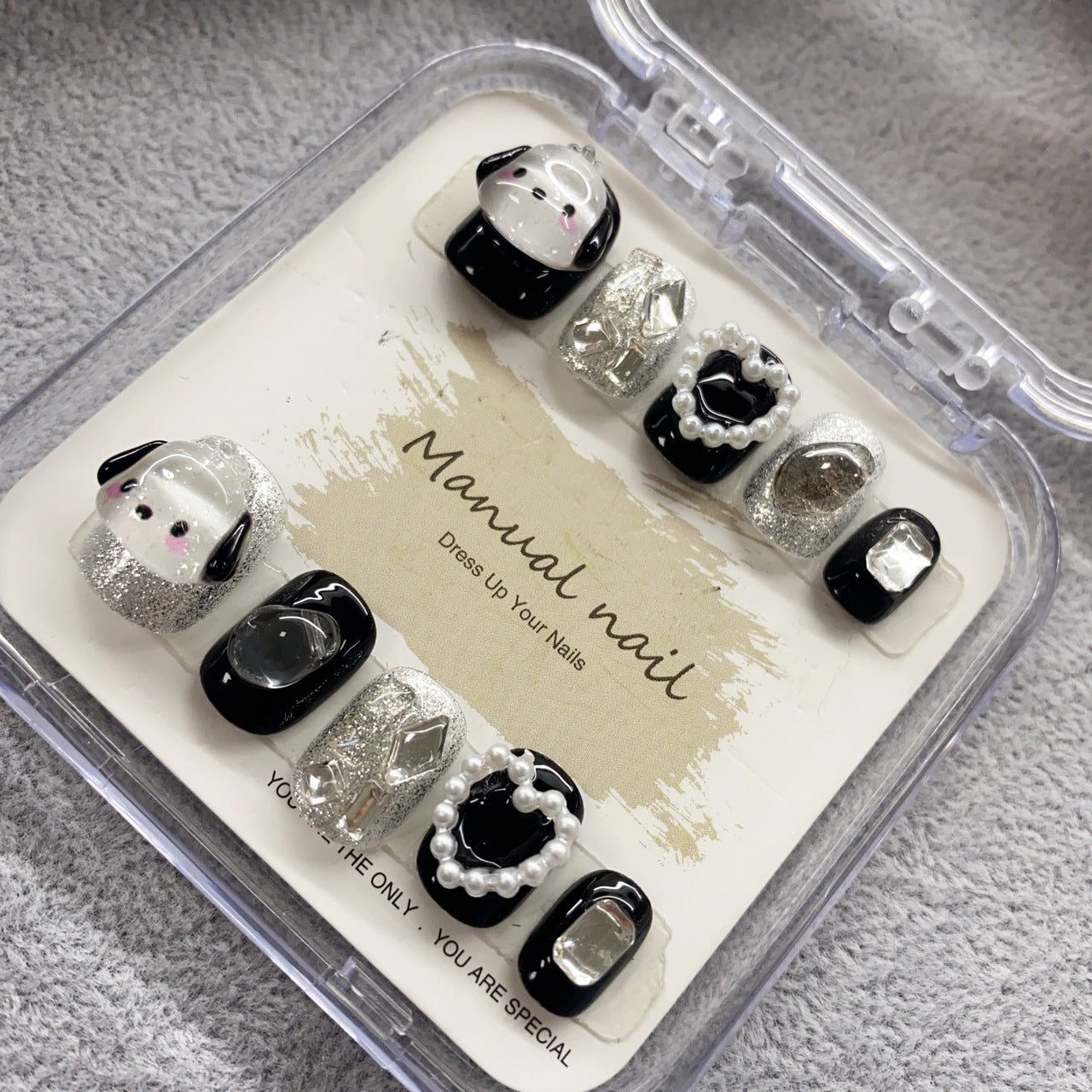 Pochacco Love | Short Squoval Manicure | Handmade Press On Nails H14