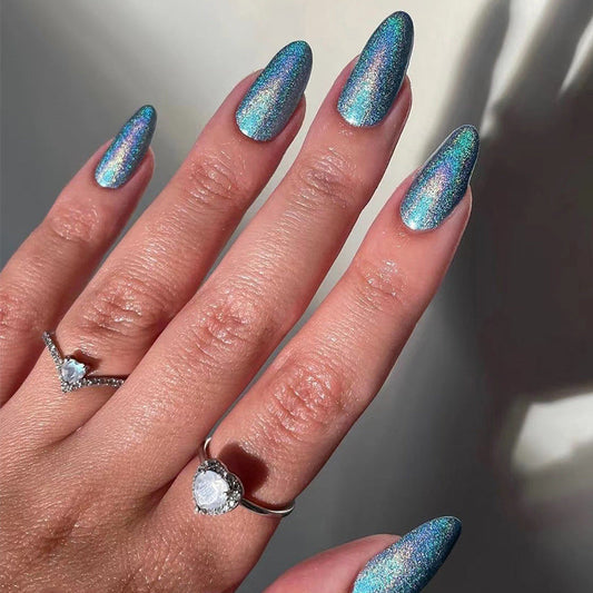 Azure Aurora | Medium Almond Manicure | Press On Nails N677