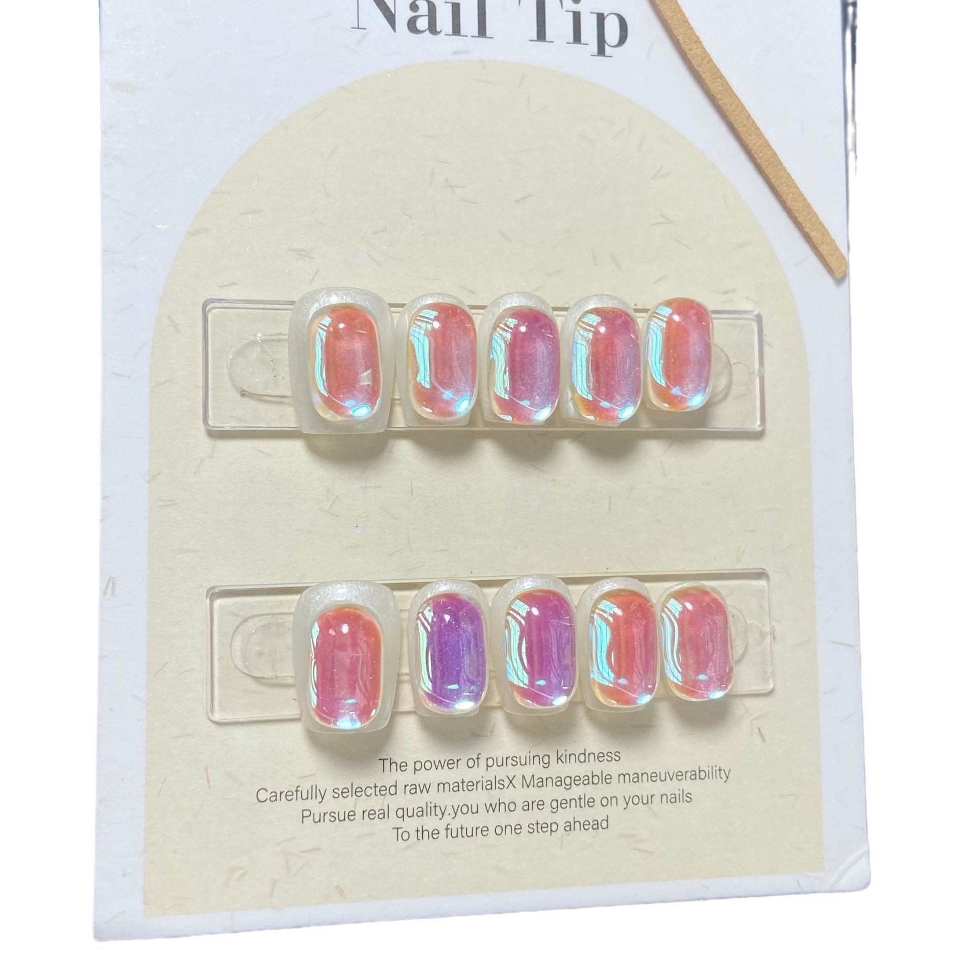 Crystalline Frost Prism| Short Squoval Manicure | Handmade Press On Nails H111