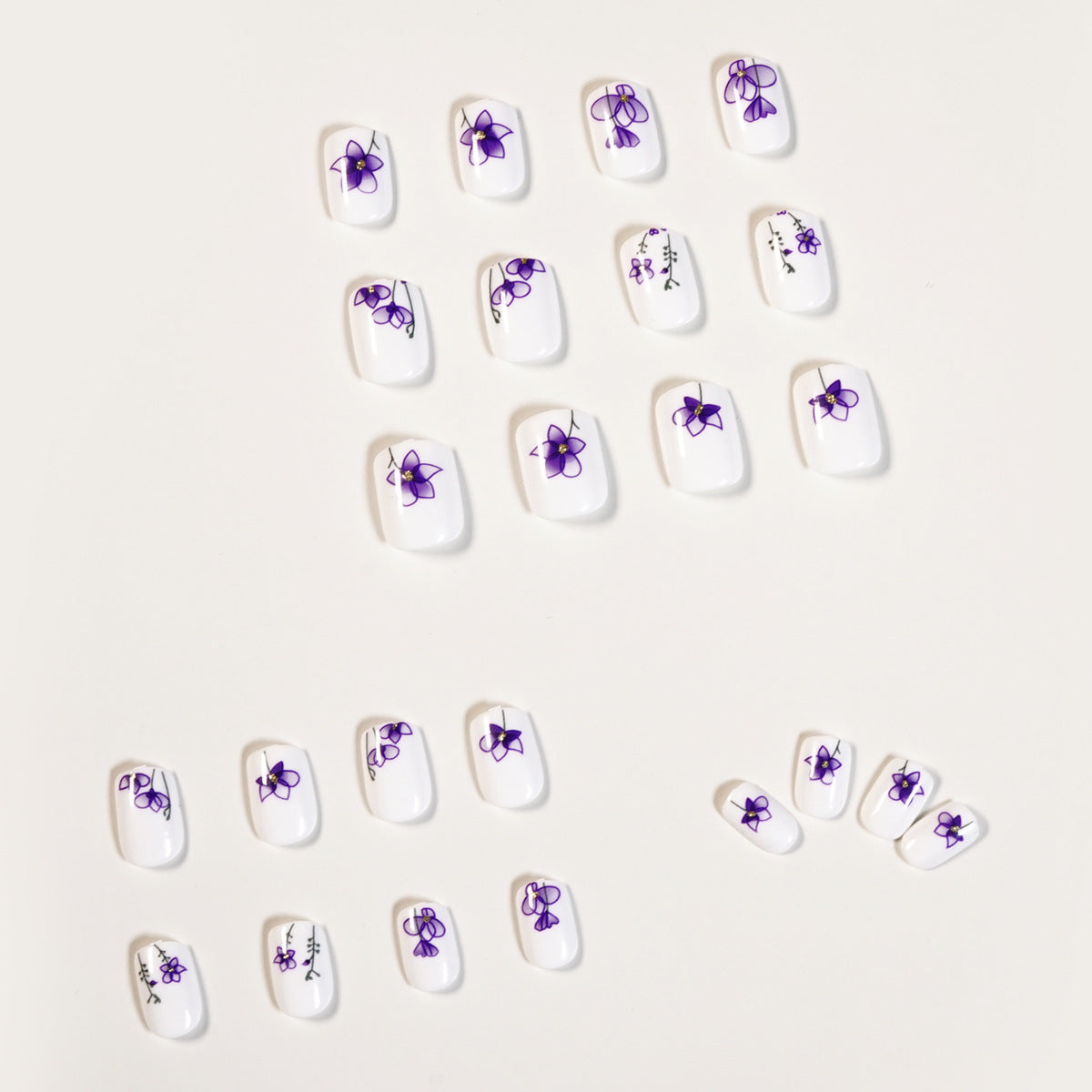 Ink Wash Purple Floral| Short Squoval Manicure | Press On Nails N473