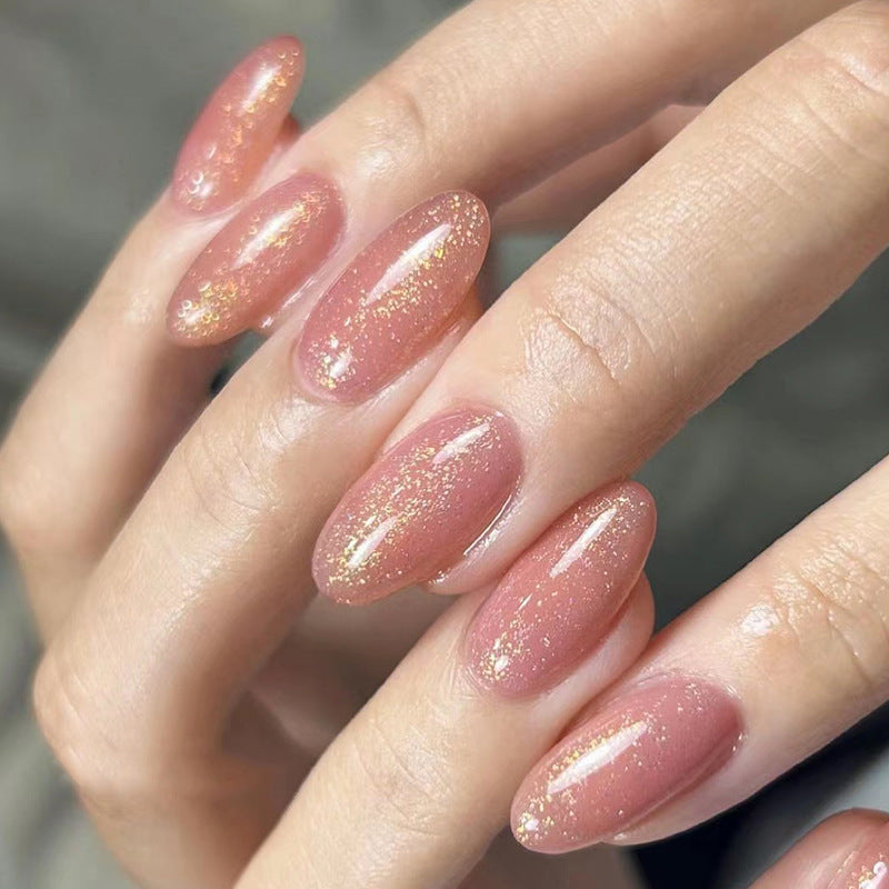 Glinting Misty Pink | Short Almond Manicure | Press On Nails N740