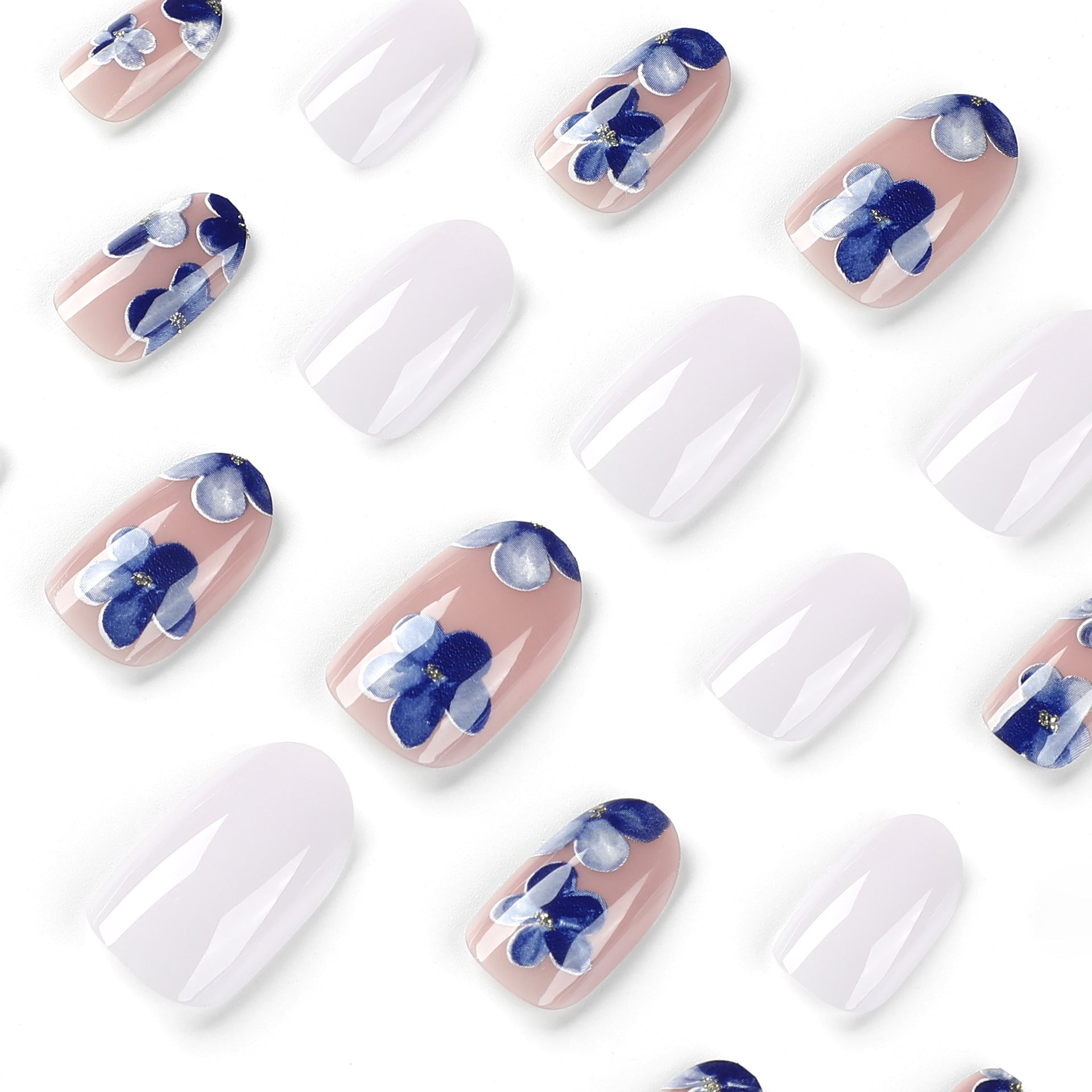 Indigo Petal | Short Almond Manicure | Press On Nails N681