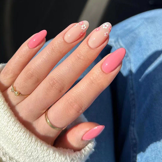 Delicate Floral Cutie| Short Almond Manicure | Press On Nails N657